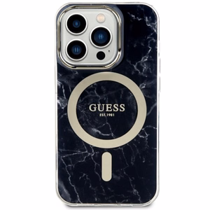 Guess GUHMP14LPCUMAK iPhone 14 Pro 6.1" melns/melns cietais apvalks Marble Magnētiskais