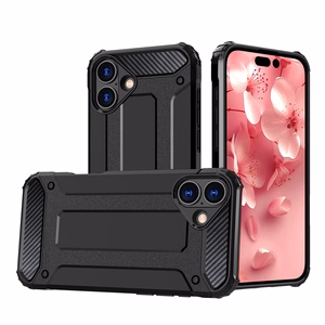 Hybrid Armor viedtālruņa apvalks iPhone 16 - melns