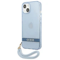Guess GUHCP13SHTSGSB iPhone 13 mini 5.4 viedtālruņa apvalks, zils, ciets, daļēji caurspīdīgs ar siksniņu