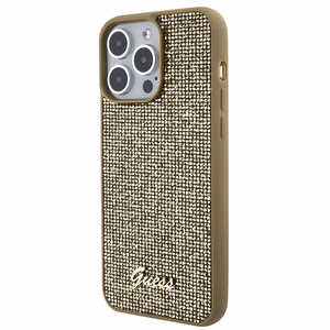 Guess Disco Metal Script apvalks priekš iPhone 15 Pro Max - zelts
