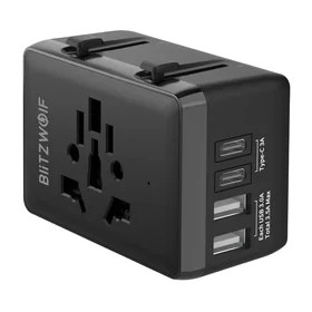 Blitzwolf BW-TA1 4-in-1 ceļojumu adapteris 2xUSB + C + PD 20W