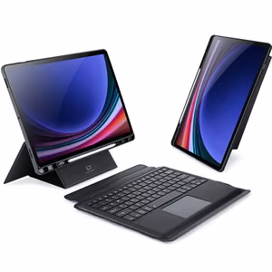 DUX DUCIS salokāms DK vāciņš ar bezvadu tastatūru ar apgaismojumu SAMSUNG Tab S10 Plus/S9 Plus/S9 FE Plus melns