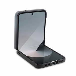 Karl Lagerfeld Saffiano metāla piespraudes viedtālruņa apvalks Samsung Galaxy Z Flip 6 - melns