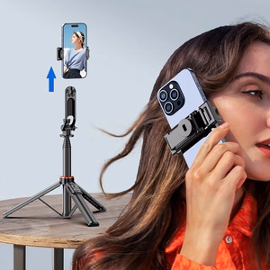 Selfiju nūja WC1Y2S 1.3m alumīnija sakausējuma teleskopisks statīvs ar telefona turētāju - melna