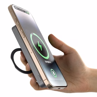 Dudao K28 10000mAh PD 22.5W Magnētiskā portatīvais lādētājs ar metāla apvalku un gredzena statīvu - sudraba