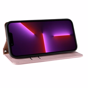 Magnētiskais siksniņas apvalks Samsung Galaxy S23+ ar atveramu maciņu, mini siksniņu un statīvu rozā