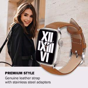 Crong Noble Band dabīgās ādas siksniņa Apple Watch 44 / 45 / 46 / 49 mm, mokas krāsā
