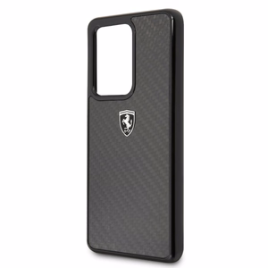Ferrari Carbon Heritage viedtālruņa apvalks Samsung Galaxy S20 Ultra - melns