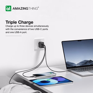 Amazing Thing Sienas lādētājs Thunder Pro GaN EUTH66W - USB + 2xType C - PD 66W melns