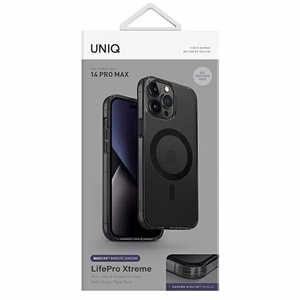 Uniq LifePro Xtreme Magclick Charging viedtālruņa apvalks iPhone 14 Pro Max - pelēks un melns