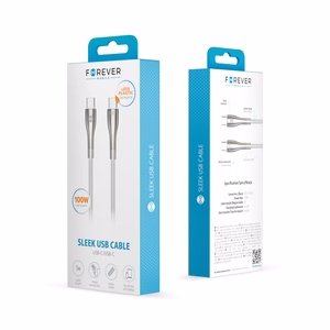 Forever Sleek kabelis USB-C - USB-C 1,0 m 100W balts