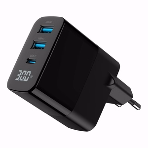 Gembird TA-UC-PDQC30LCD-BK-02 mobilās ierīces lādētājs universāls melns AC ātra uzlāde iekštelpām
