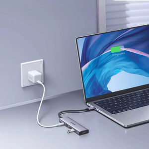 Ugreen CM511 15597 5in1 sadalītājs USB-C - USB-C PD / HDMI / 3x USB-A 3.0 - pelēks