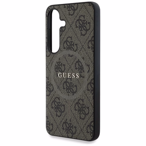 Guess Ādas 4G Krāsains Gredzens Klasiskais Logotips Magnētiskais Samsung Galaxy S25 viedtālruņa apvalks brūna