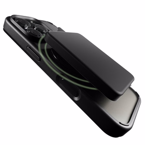 Puro Book Mag Magnētiskais ādas apvalks ar vāciņu un kartes slotu iPhone 16 Pro - melns