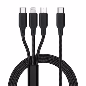 Kabelis 3in1 Type C uz Lightning / Type C / Micro USB 2,4A C171 1,2 m melns