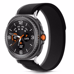 Tech-Protect Nylon Stripe ремешок для Samsung Galaxy Watch 40/44/46 mm — черно-оранжевый