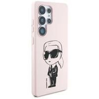 Karl Lagerfeld Silikona Grafiti Ikonik drukāts logotips Magnētiskais apvalks Samsung Galaxy S25 Ultra - rozā