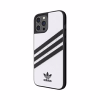 Adidas OR veidots apvalks PU iPhone 12 Pro Max - balta/melna