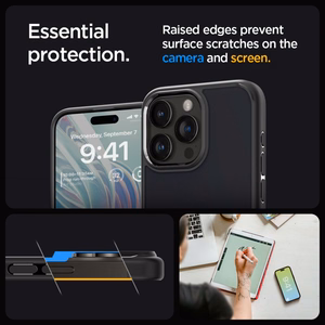 Spigen Ultra Hybrid viedtālruņa apvalks iPhone 15 Pro - Caurspīdīgs melns