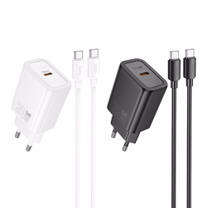 Lādētājs Hoco N60 20W GaN USB-C + USB-C uz USB-C kabelis 1.0m melns