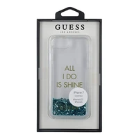 Guess GUHCP7GLUQBL iPhone 6/7/8 /SE 2020 / SE 2022 zils/ciets apvalks Liquid Glitter Party