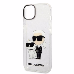 Karl Lagerfeld mirdzošs Karl&Choupette viedtālruņa apvalks iPhone 14 Plus - caurspīdīgs