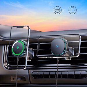 Bezvadu auto lādētājs+turētājs Wozinsky (WCT5-6S2Y) magnētisks (MagSafe 15W) ventilācijas restei melns