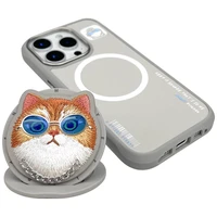 AmazingThing Nimmy Glasses Cool Cat MagSafe apvalks viedtālrunim iPhone 16 Pro Max – pelēks