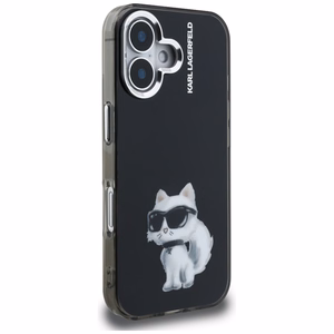 Karl Lagerfeld IML Aquarelle Choupette & Logo iPhone 16 macins - melns