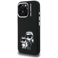 Karl Lagerfeld Silikona Karl&Choupette Sketch MagSafe Maciņš for iPhone 16 Pro Max - melns