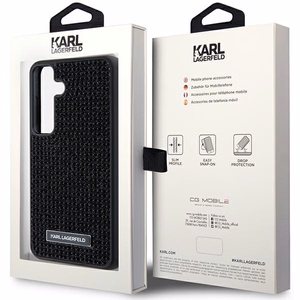 Karl Lagerfeld viedtālruņa apvalks ar metāla logotipu un rhinestone Samsung Galaxy S24 - melns