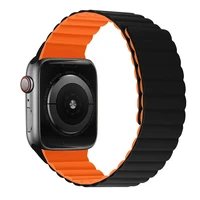 Silikona magnētiskais cilpa Apple Watch 38/40/41 divpusējs dizains 2 melns-oranžs