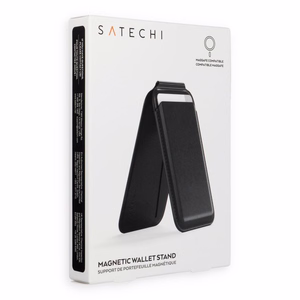 Satechi Vegan Leather Wallet Stand vegānās ādas maks ar statīvu, saderīgs ar MagSafe, melns