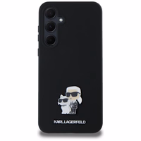 Karl Lagerfeld Silikona Karl&Choupette Metal Pin viedtālruņa apvalks Samsung Galaxy A35 - melns