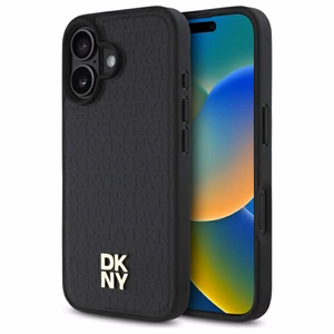 DKNY atkārtota raksta logotipa magnētiskais viedtālruņa apvalks iPhone 16 - melns