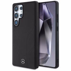 Mercedes Ādas Iespiestas līnijas Magnētiskais apvalks Samsung Galaxy S25 Ultra - melns