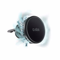 Viedtālruņa turētājs ar indukcijas lādētāju SBS TESUPFANWIR15W 15W, stiprināms pie ventilācijas atveres, ar dzesēšanu – melns