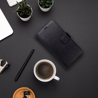 MEZZO grāmatas tipa viedtālruņa apvalks XIAOMI Redmi Note 14 4G (GLOBAL - 164,84mm x 78,15mm x 8,16mm) ar lācīti, melns