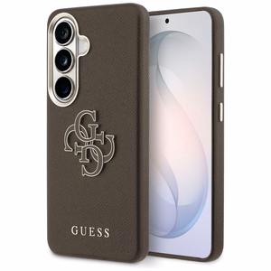 Guess Grained Big 4G Metal Logo Чехол для Samsung Galaxy S26+ - коричневый