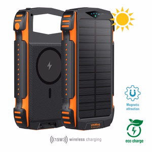 4smarts TitanPack UltiMag izturīga ārējā baterija ar saules paneli, 20 000 mAh – melna un oranža