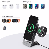 Blavec indukcijas lādētājs BQI-05 Qi 15W magnētiskais Magsafe 3 in 1 UniCharge (BQI05-QIMS) sudraba krāsā