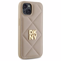 DKNY Quilted Stack Logo viedtālruņa apvalks iPhone 14 - bēšs