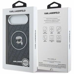 Karl Lagerfeld IML Karl Head Logo MagSafe maciņš, paredzēts iPhone 17 Air, melns