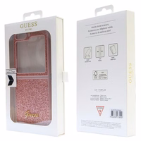 Guess Glitter Script viedtālruņa apvalks Samsung Galaxy Z Flip 5 - rozā