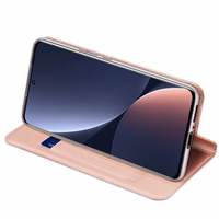 Dux Ducis Skin Pro viedtālruņa apvalks Xiaomi 13 Pro ar kartes turētāju un statīvu rozā