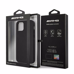 AMG ādas apvalks ar karsto zīmogu iPhone 12 Pro Max - melns