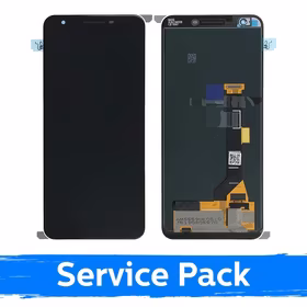 LCD Displejs Saderīgs ar Google Pixel 3A Melns Ar Frame (Service Pack)