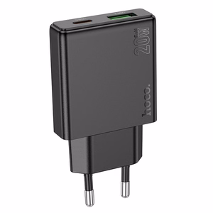 Phone charger Hoco Slim USB A + USB C QC3.0 PD 3A 20W N38 black