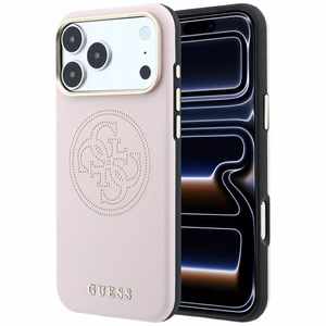 Guess Perforated 4G Gold Logo MagSafe maciņš modelim iPhone 17 Pro / 18 Pro – krāsa: rozā